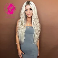 white blonde icy human hair wig 13x413x6 natural lace frontal wigs for women wavy remy hair 150 180 density long 30inchs hair