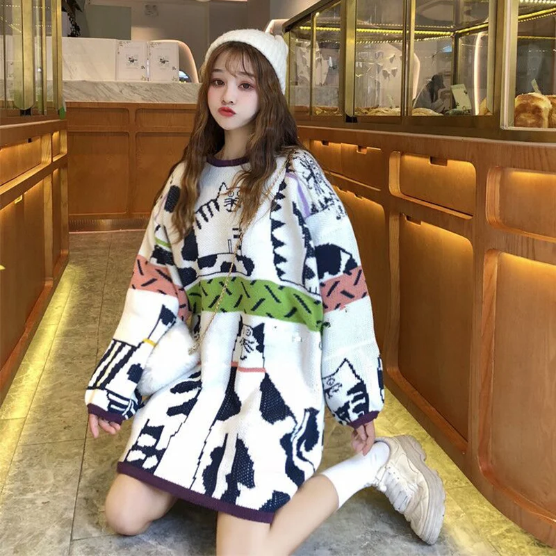 Gaganight свитер для девочек с милой собачкой повседневный свободный длинным рукавом