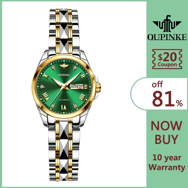 

OUPINKE женские дизайнерские часы роскошные часы бренда автоматические механические 5 бар Водонепроницаемые Синие Бриллианты 2021 подарок для в...