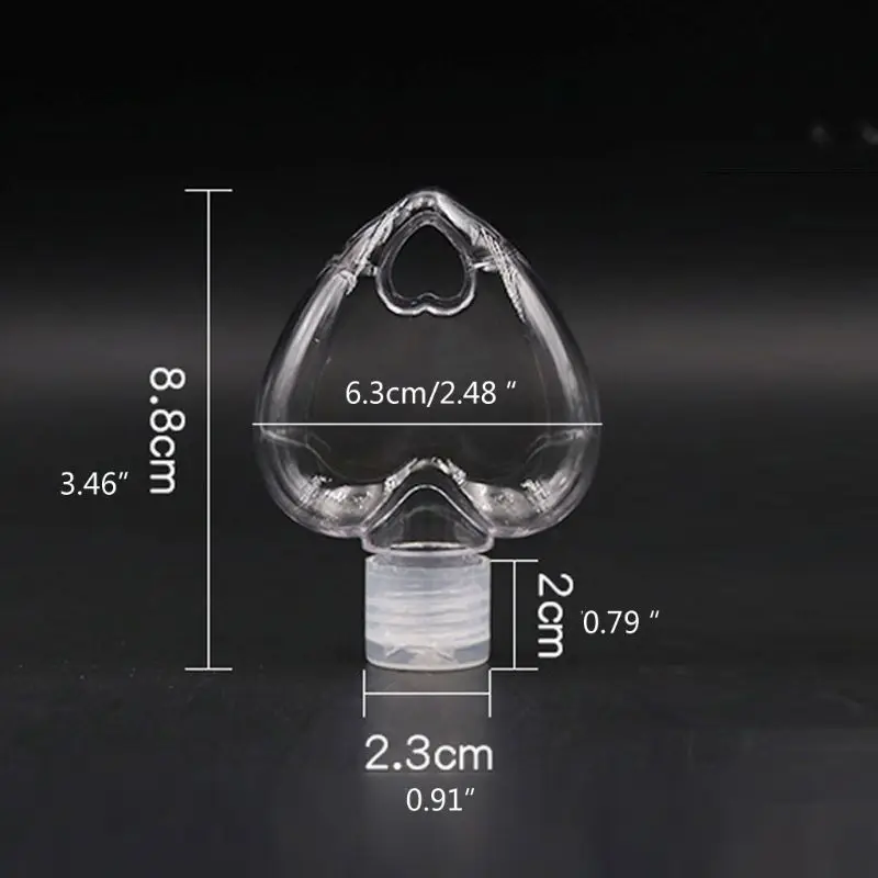 

5 шт. 50 мл, многоразовый портативный дезинфицирующий средство для рук в виде сердца в бутылке, маленький держатель для путешествий, брелок с ...