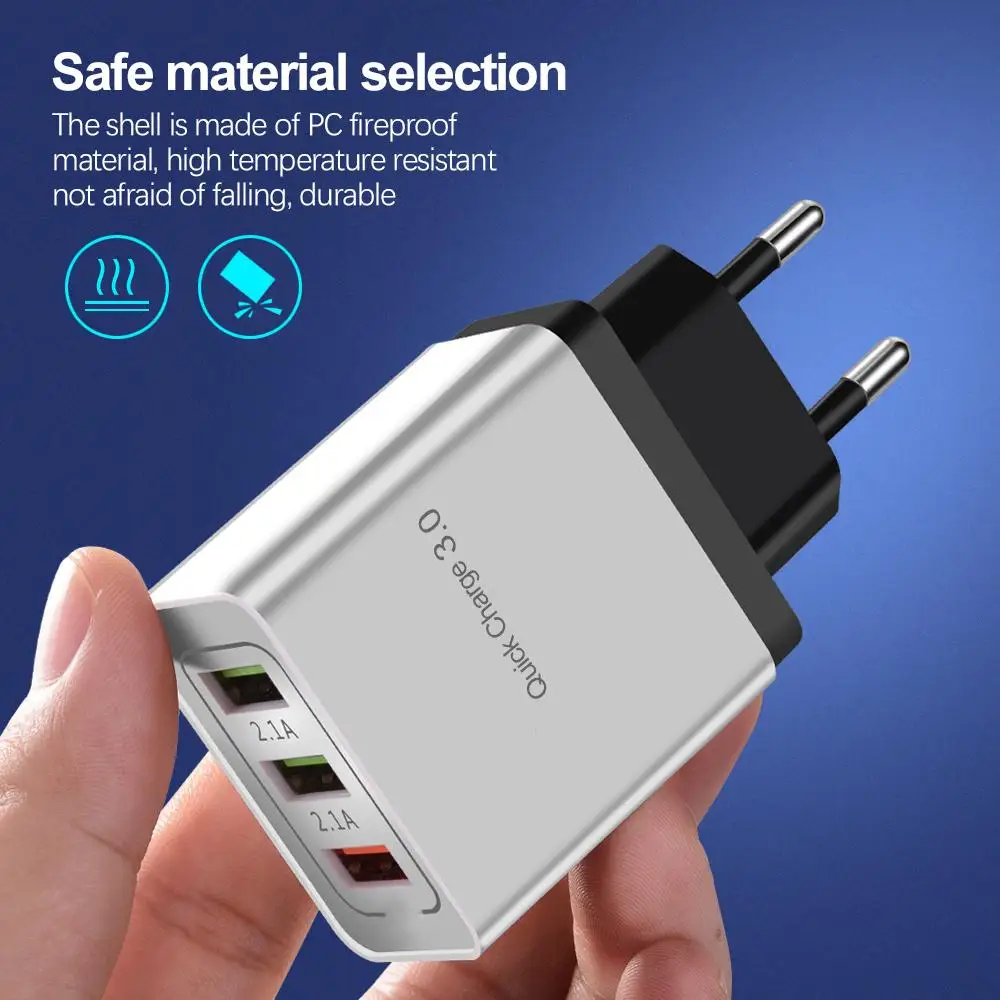 ROCK 3 порта быстрое зарядное устройство 0 телефон USB Быстрая зарядка ЕС разъем QC3.0
