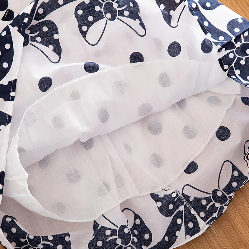 

Children Summer Causal Dress Girls Polka-Dot Dress Sleeveless Bow A-Line Gown Birthday Party Vestidos 3-8 Y Little Girls Dress