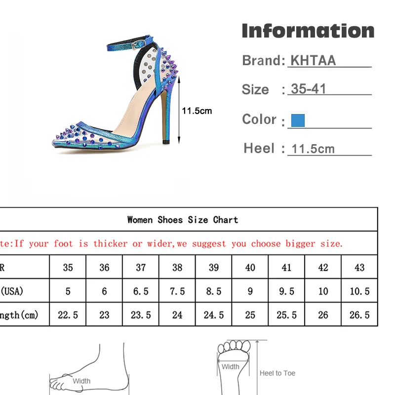 

Women Summer Elegant Rivets Sandals Woman Hollow Out Thin High Heels Shoes Female Ankle Strap Shoes Pointed Toe Shoes Ladies