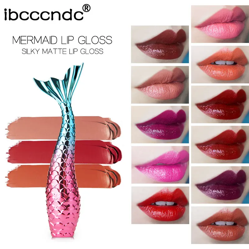 Мигающий блеск для губ Русалка глазурь оттенок долговечная жидкость губная