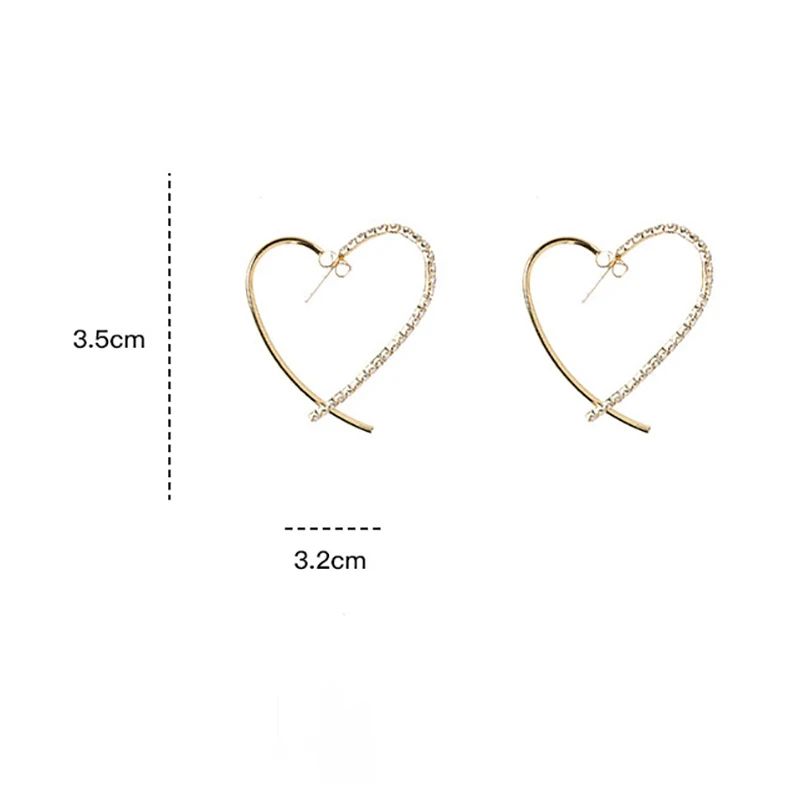 

Simple Fashion Heart Shape Gold Crystal Stud Earrings Korean Statement Earrings Wedding Jewelry Gift Brincos Earrings For Women
