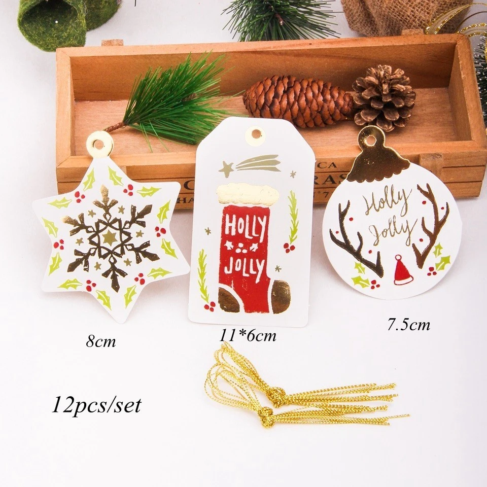 12 шт./компл. Merry Christmas крафт-бумага ярлыки для поделок скрапбукинга подвесной