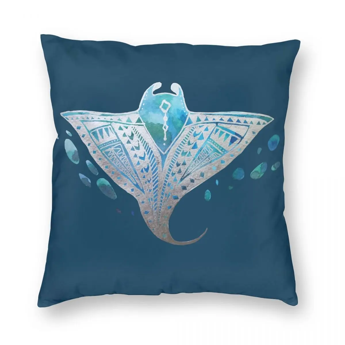 

Manta Ray Square Pillowcase Polyester Linen Velvet Creative Zip Decor Sofa Cushion Cover