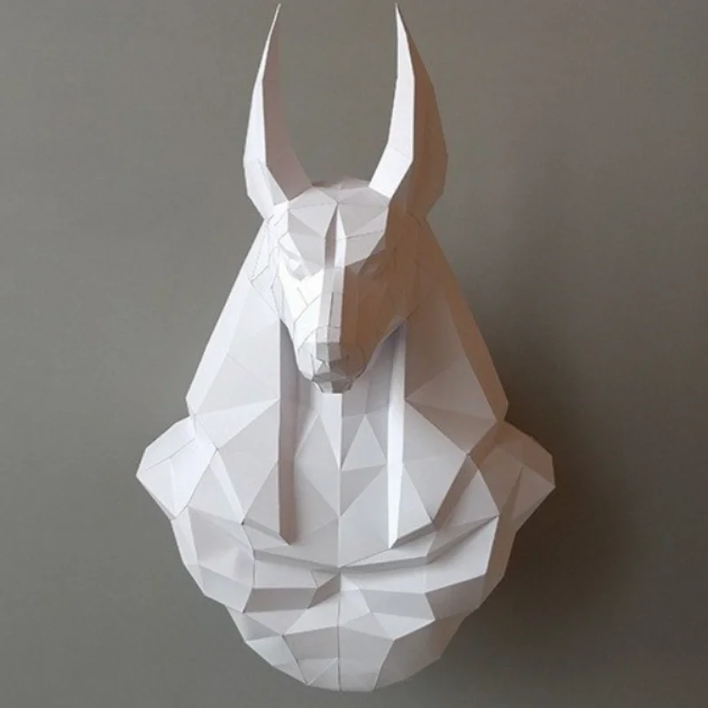 

Sun God Horus Anubis Head 3D Paper Model Sculpture Origami Papercraft DIY Gift Home Decor Living Room Wall Decoration