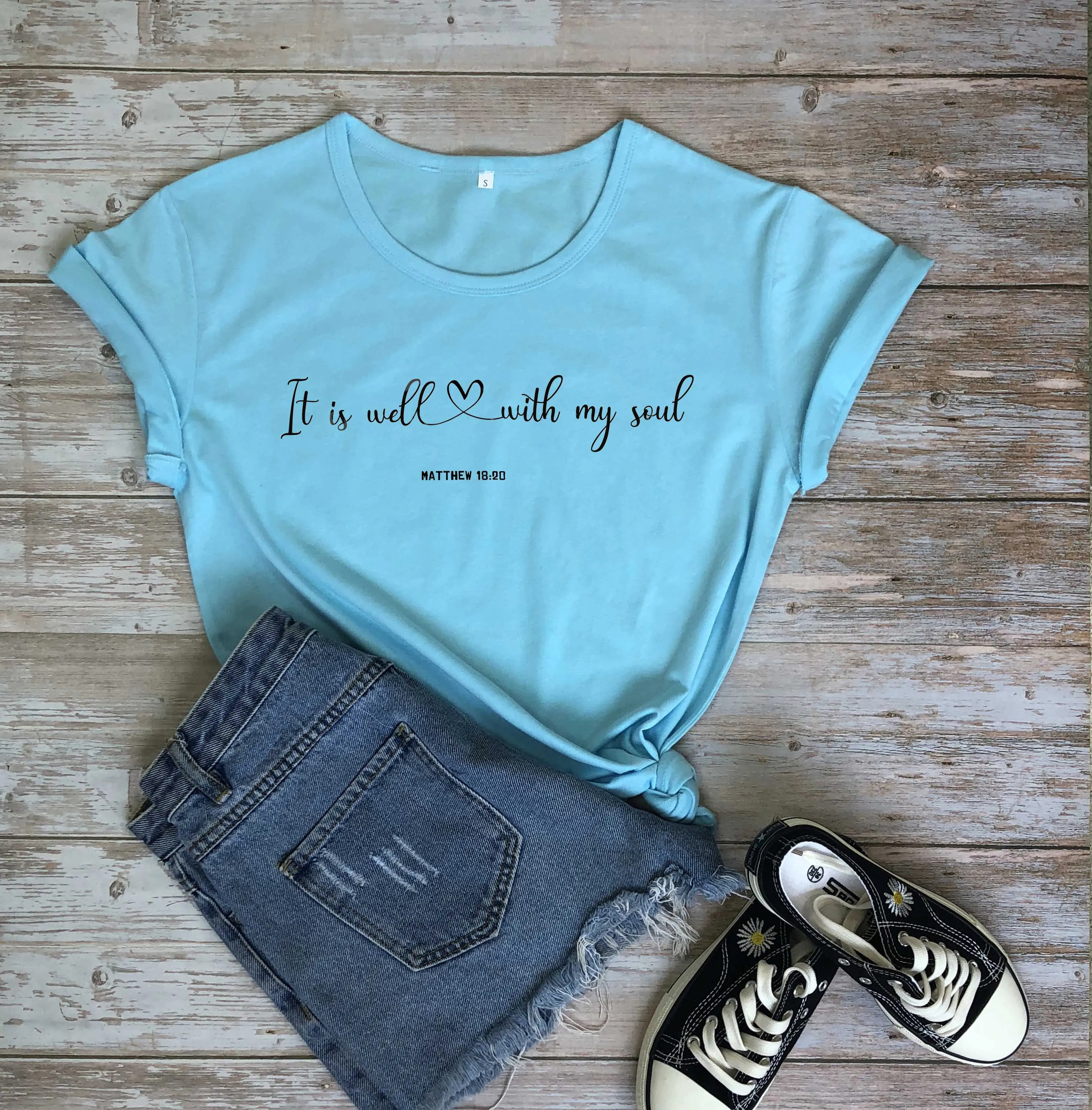 

Женский топ с надписью «It is well with my soul Faith Christian heart»