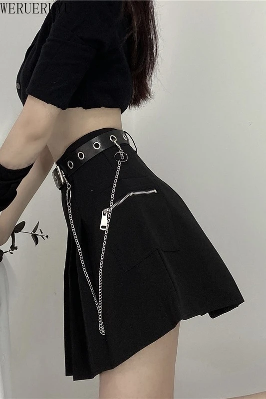 

WERUERUYU Summer 2020 New Arrival Chic Work Wear Women Midi Skirt With Belt Korean OL Style High Waist A-Line Skirts Pocket