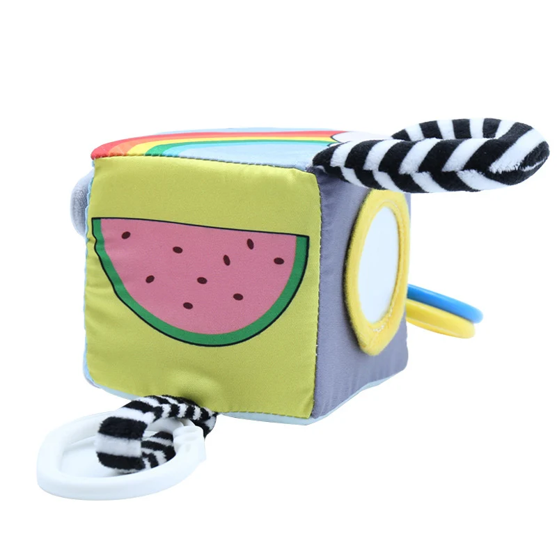 

0-12 Months 6-Side Moving Cube Toys Soft Baby Toys Stuffed Animal Baby Ring Newborn Toys Bedbell Hanging Toys Educational Toys