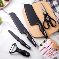 5pcs kitchen knife sets stainless steel chef cleaver knife scissors peeler utility cooking tools chef slicer knife set gift case