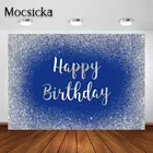 Mocsicka Королевский синий Серебристые золотистые блестящие конфетти фон для фотосъемки взрослых счастливый День рождения Декор Фон для фотосъемки