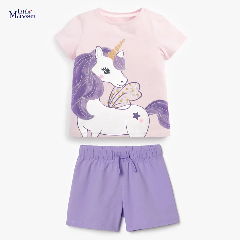 

Комплект детской одежды из двух предметов, из хлопка, с принтом единорога