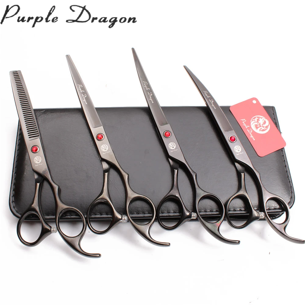 Ножницы для ухода за собаками набор из 7 &quotпрямых ножниц с фиолетовым драконом