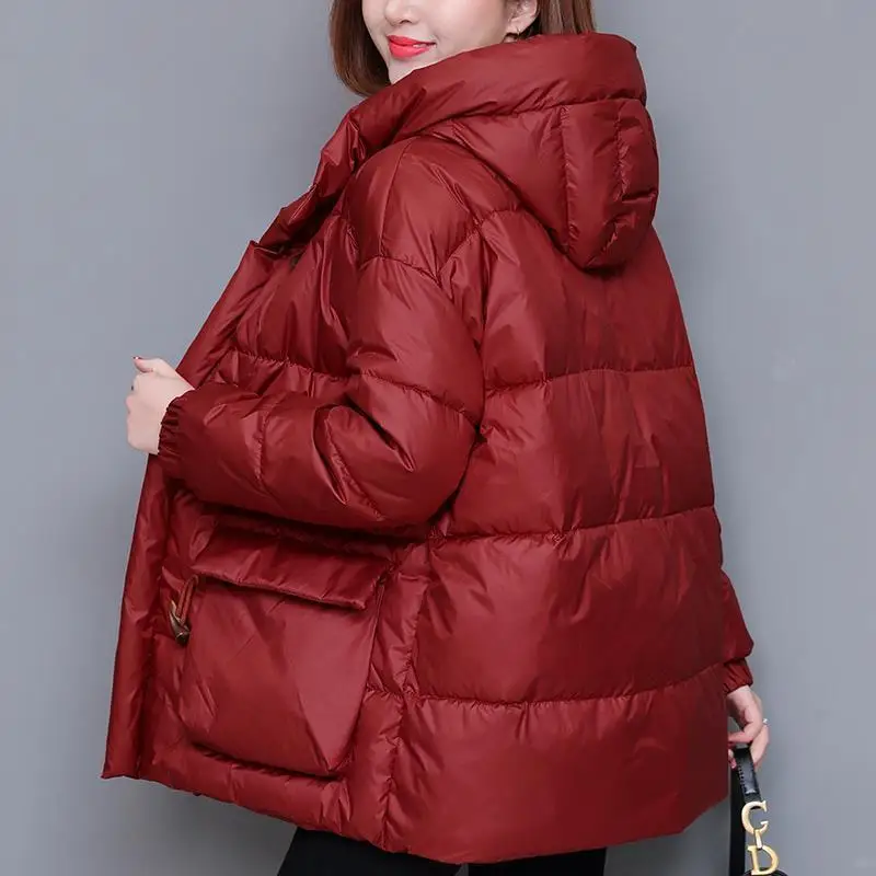 

Женская Стеганая куртка с капюшоном, однотонная парка с хлопковой подкладкой, модель H985 на зиму, 2021