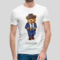 cool handsome teddy bear %e2%80%8bprint unisex solid color t shirt men tops oversized graphic short sleeve 100 cotton men tee s 9xl