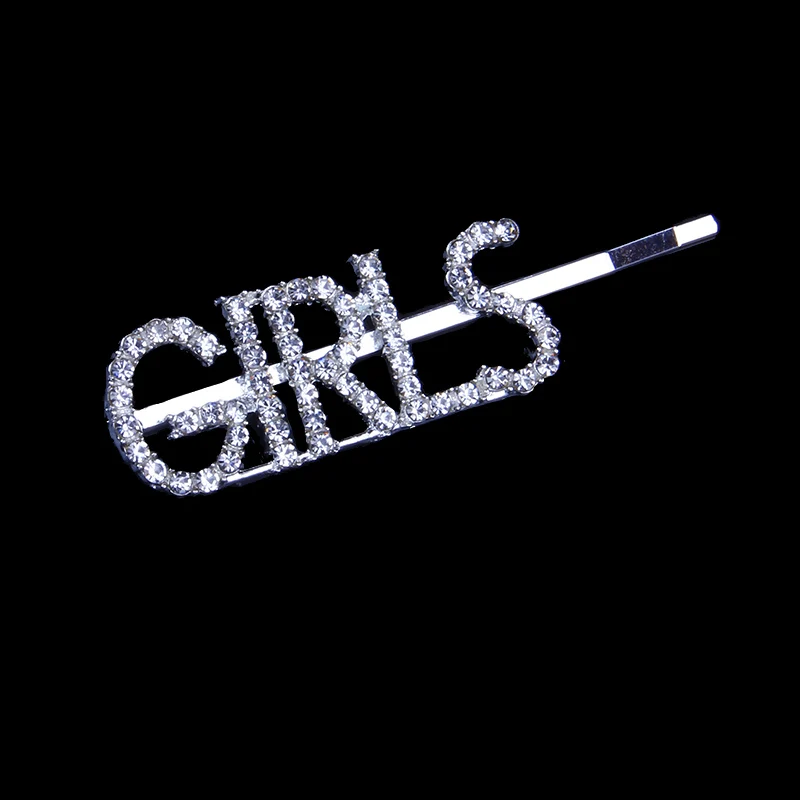 GIRLS Стразы StoneFans, заколки для волос с буквами, заколки для волос, для женщин, заколки для волос с кристаллами, свадебные украшения для волос, подарок - Окраска металла: GIRLS