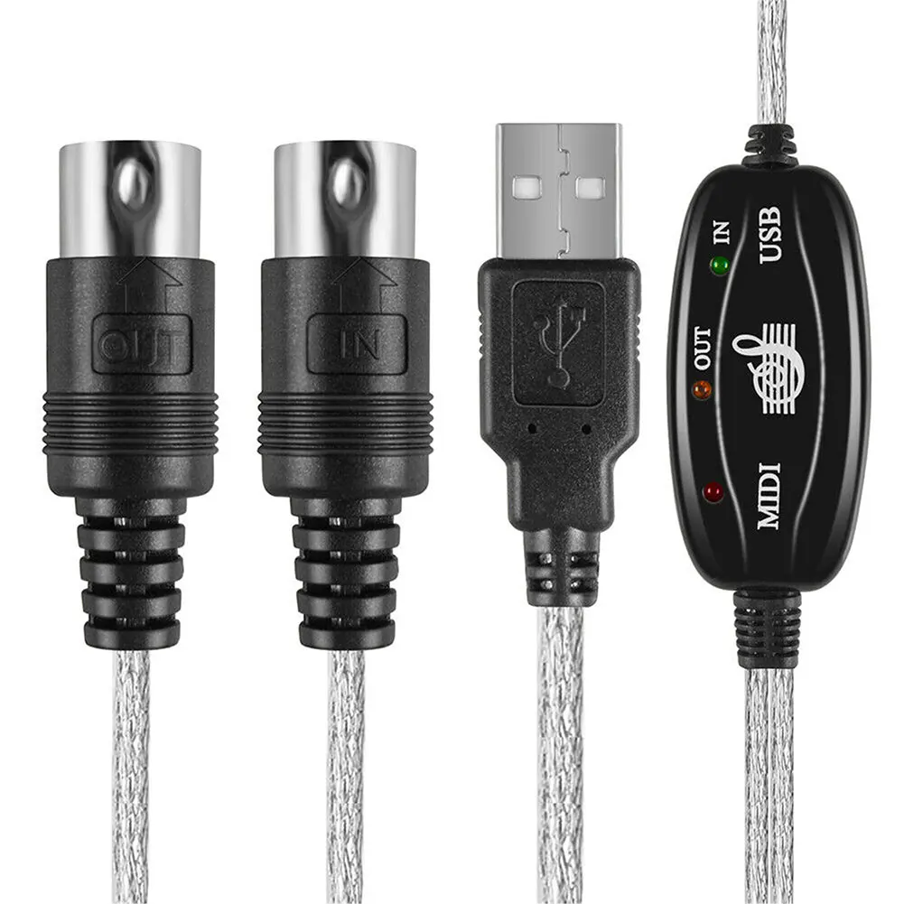Кабель адаптер USB MIDI 2 в 1 синтезатор для музыкальной студийной клавиатуры