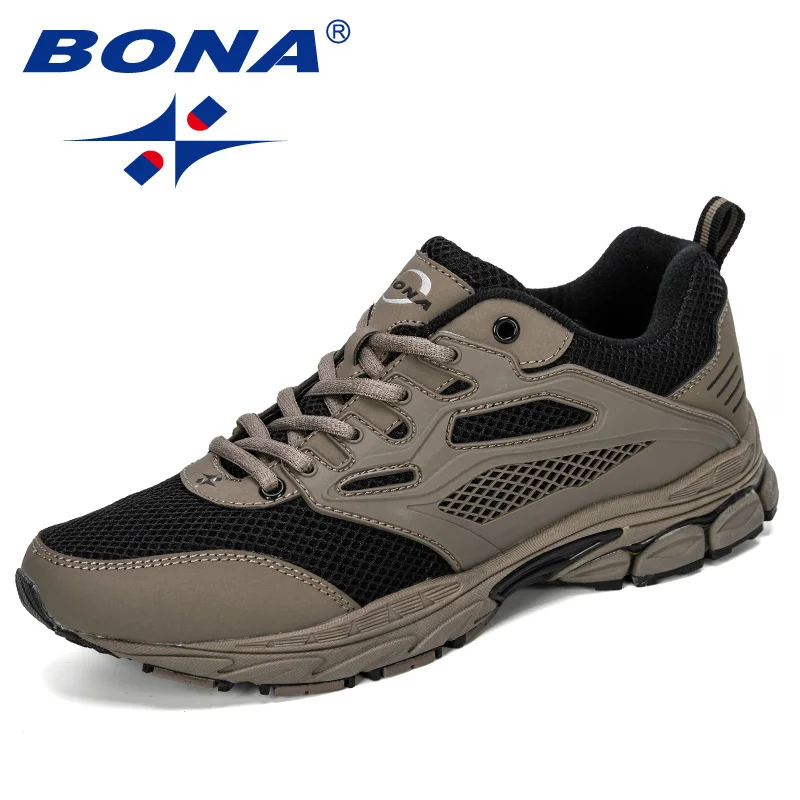 Medium grey black BONA дизайн популярная мужская обувь для бега противоскользящая Мужская Спортивная обувь уличные Прогулочные кроссовки мужские модные - Цвет: Medium grey black