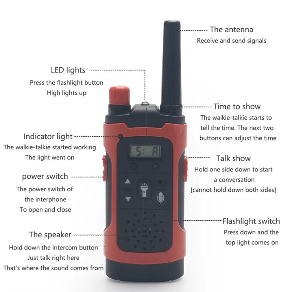 Mini 80-100M Kids Walkie Talkies Toy Child Electronic Radio Voice Interphone Outdoor LCD Display |
