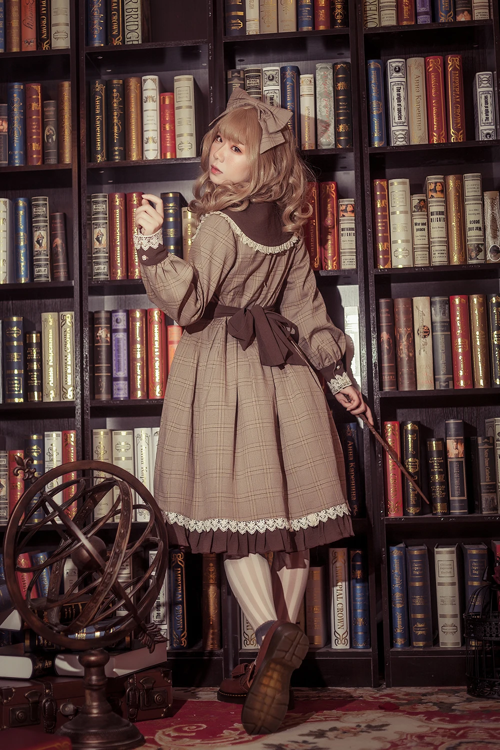 Librarian~ классическое платье с длинными рукавами для девочек вечерние платья в клетку Инфанта