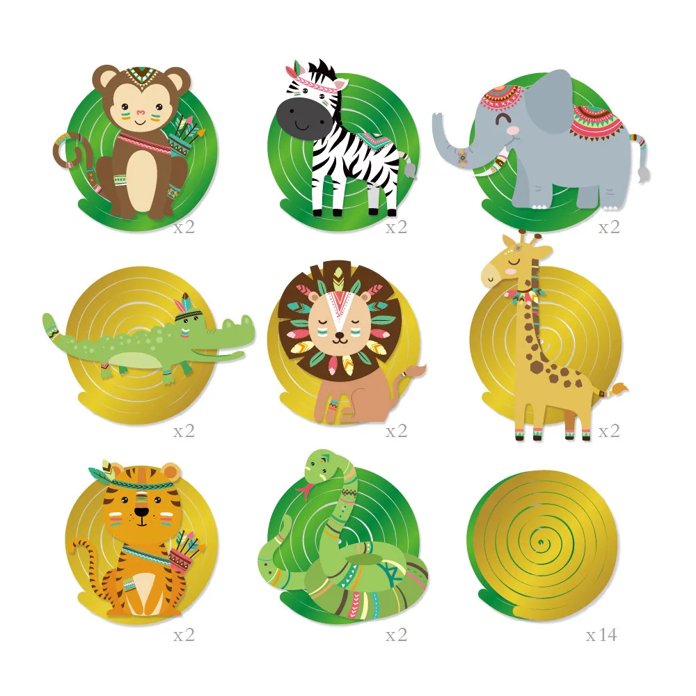 Baby Shower индийские Животные висит завитки Safair джунгли вечерние Dcorations лесной ПВХ