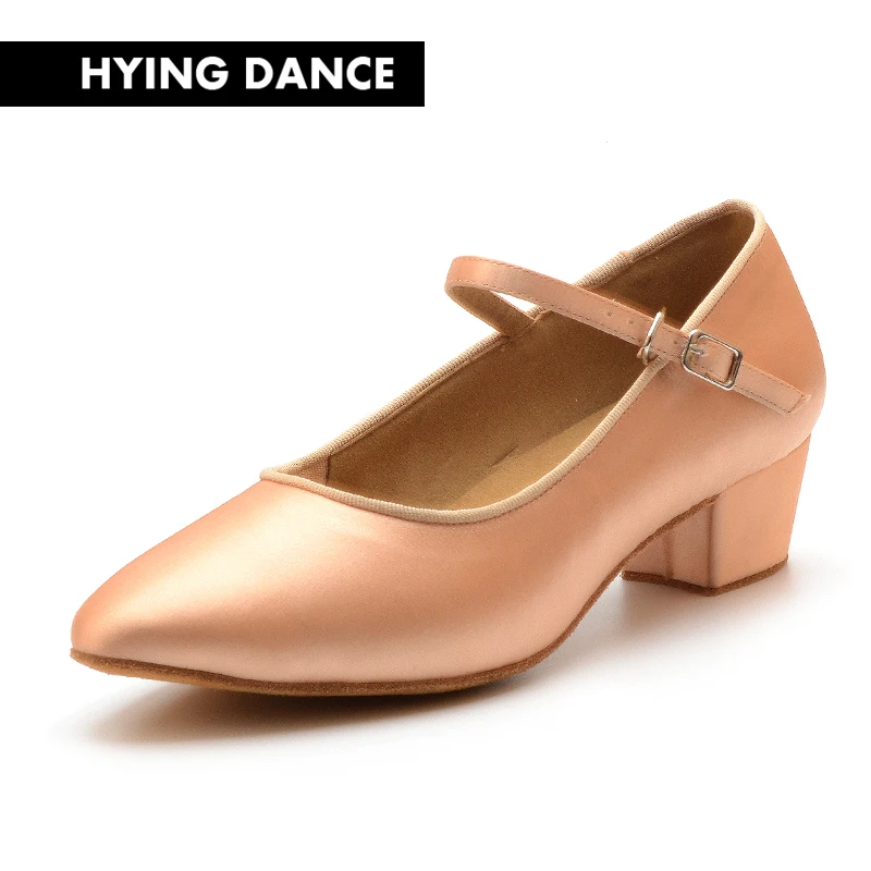 

Ladies Ballroom Dance Shoes - Classic Pointed Toe Silk Ballroom Shoes with Diagonal Strap