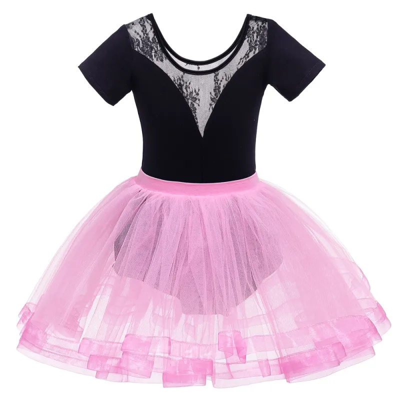 Детское балетное платье для девочек модное ажурное кружевное балета с короткими