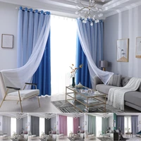 100x250cm hollow out stars curtain double layer tulle window curtain for living room solid eyelets drapes curtain home decor d30