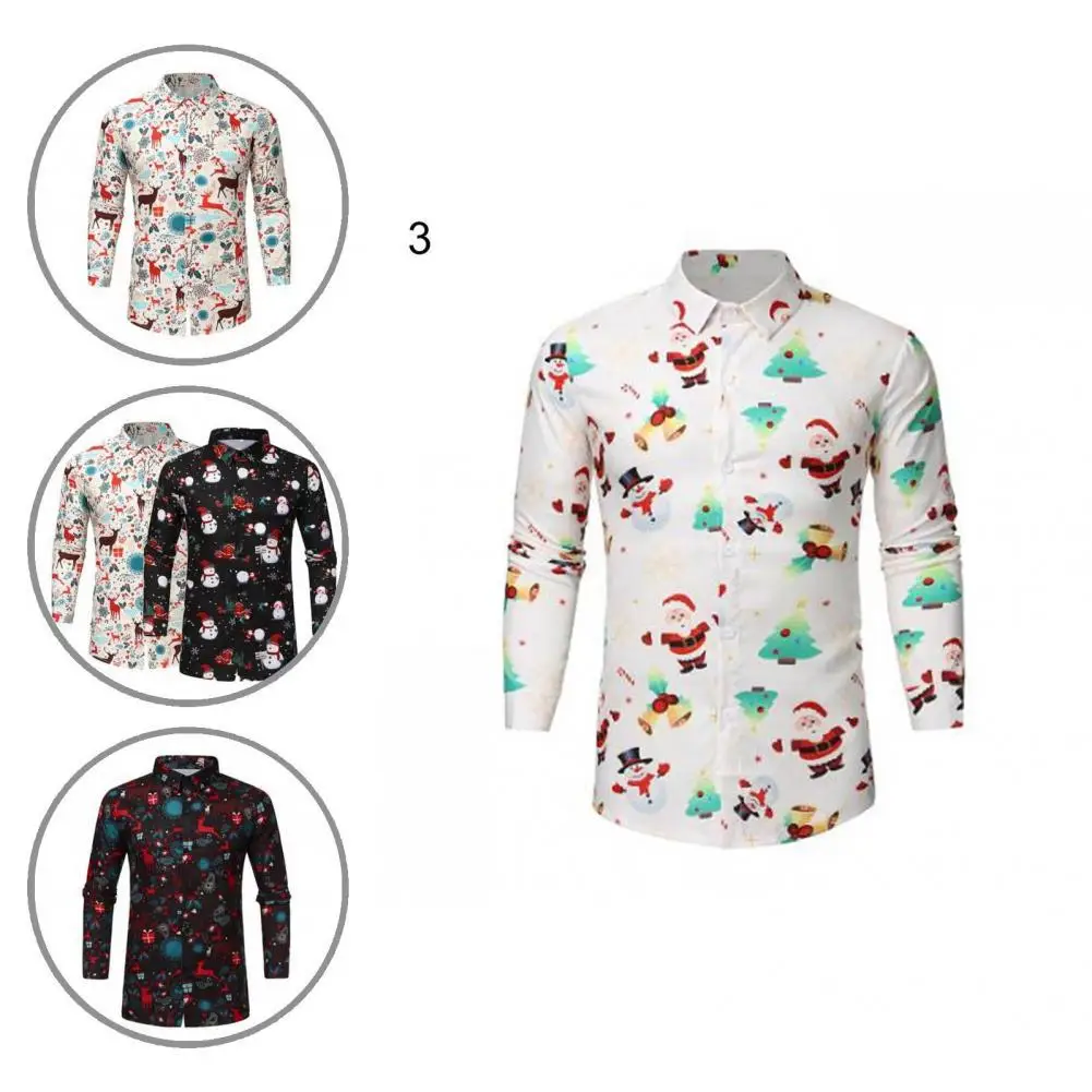 

Handsome Lightweight Christmas Tree Bell Print Men Shirt Male Clothing