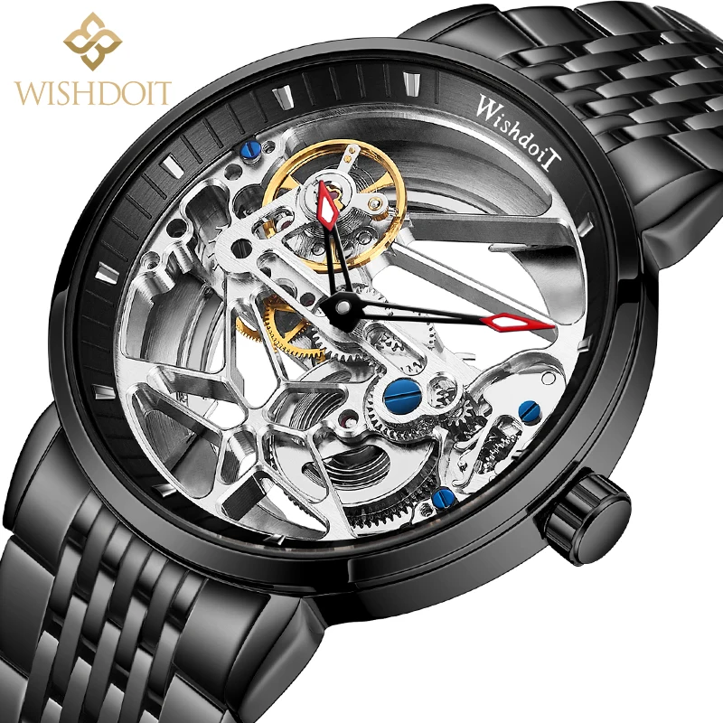 

WISHDOIT Men's Real Tourbillon Mechanical Watch for Men Watches Mens Clock Tourbillon Skeleton 2021 Luxury Movement Dropshipping