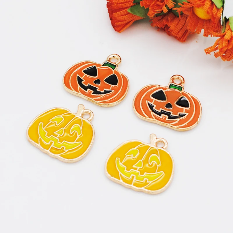 20 шт./лот эмалированные Подвески в виде тыквы на Хэллоуин золотой цвет кулон