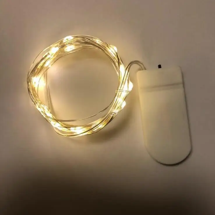 Кнопка на батарейках Серебряная проволочная гирлянда 2 м 20 светодиодов сказочные