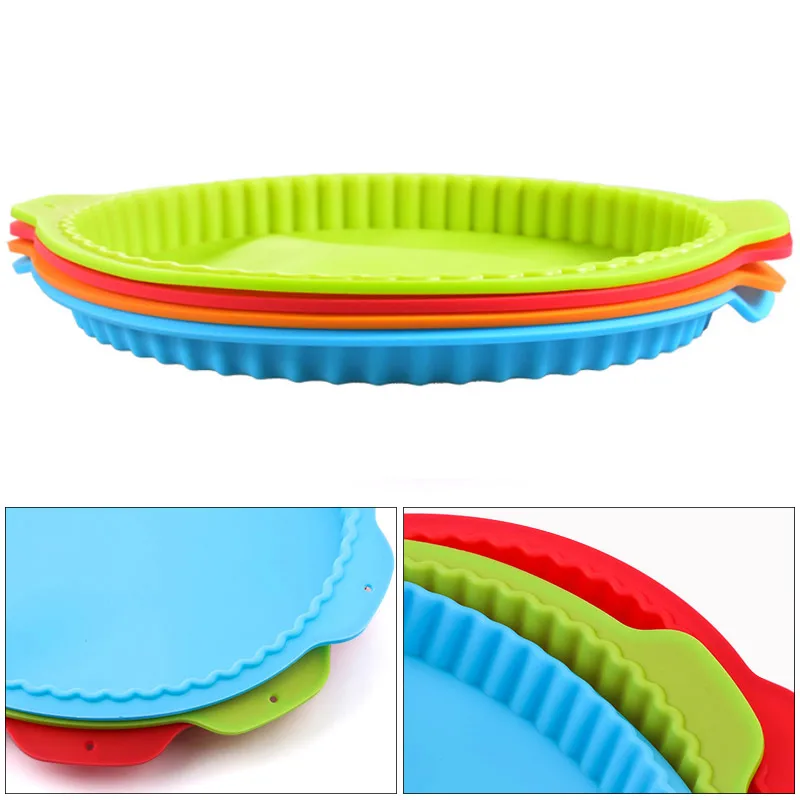 Круглая сковорода для пирога 10 дюймов Волнистая кромка силиконовая форма