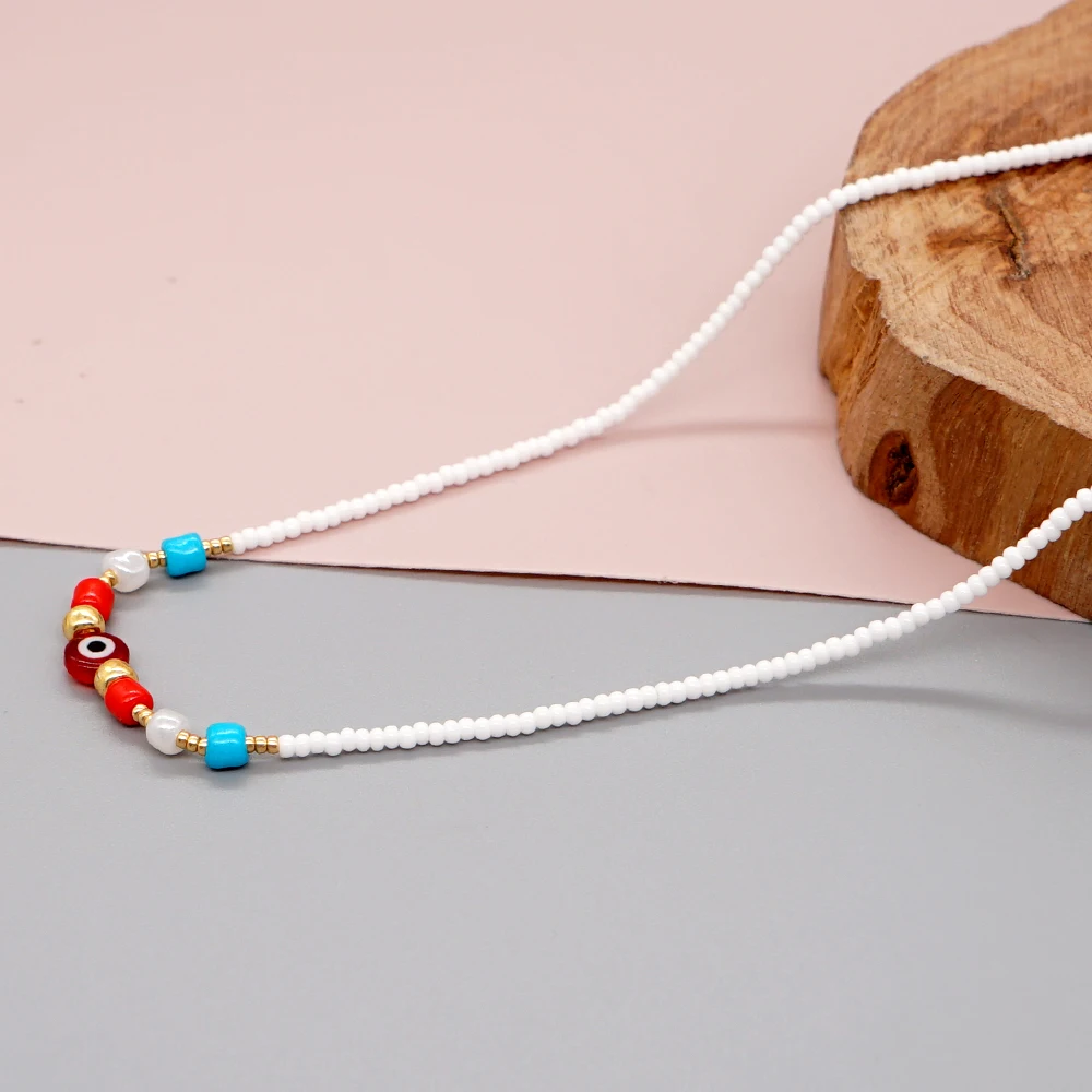 Ожерелье Go2BoHo с белыми бусинами для женщин модные ювелирные изделия ожерелья от