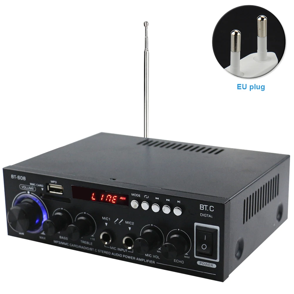 EU Подставка мини подарок HIFI Музыка черный железный портативный усилитель звука дистанционное управление Bluetooth низкий уровень искажений домашний цифровой плеер - Цвет: EU