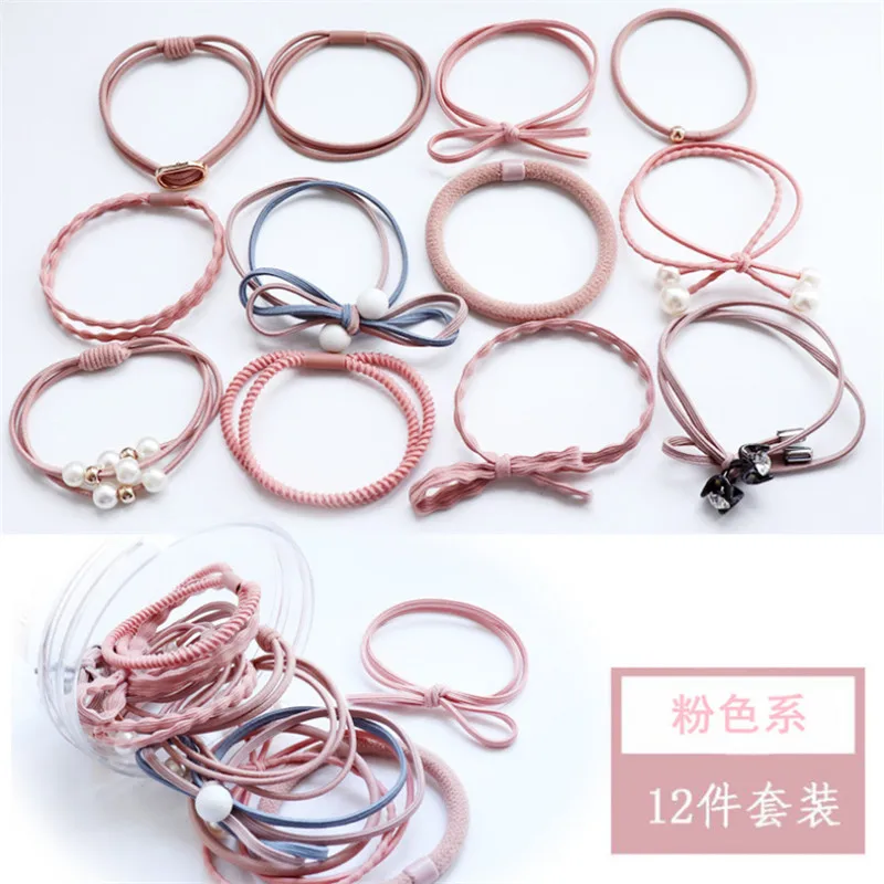 Pink 1 коробка для женщин, девушек, детей, головные уборы из хлопка, эластичная лента для волос, красочные Полиэстеровые регулируемые эластичные резинки для волос - Цвет: Pink