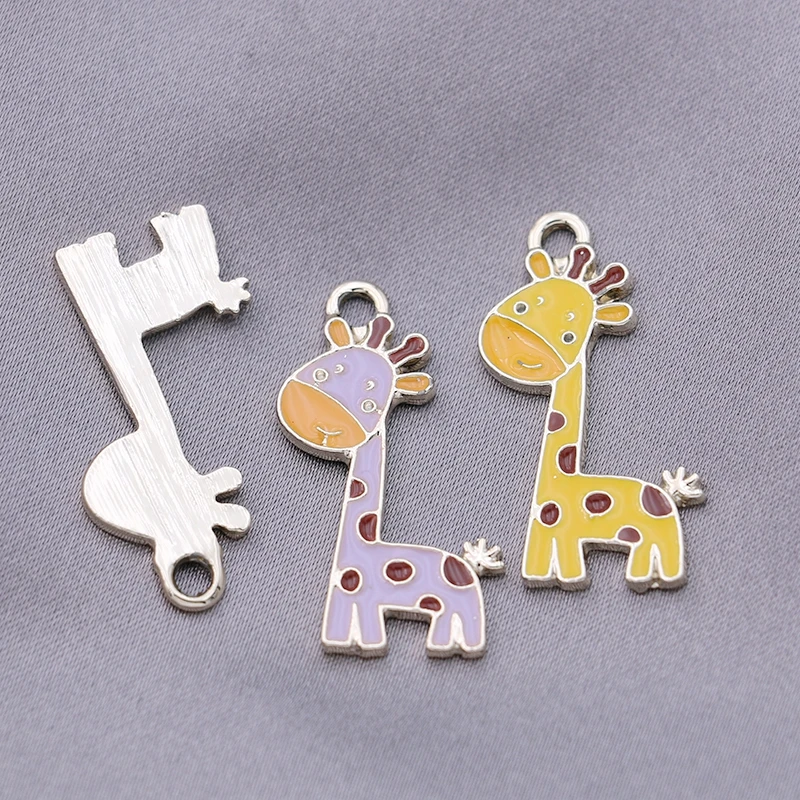 

5PCS Gold Color Enamel Giraffe Charm Pendant for Jewelry Making Bracelet Earrings Women's Fashion Necklace DIY Accessories Craft