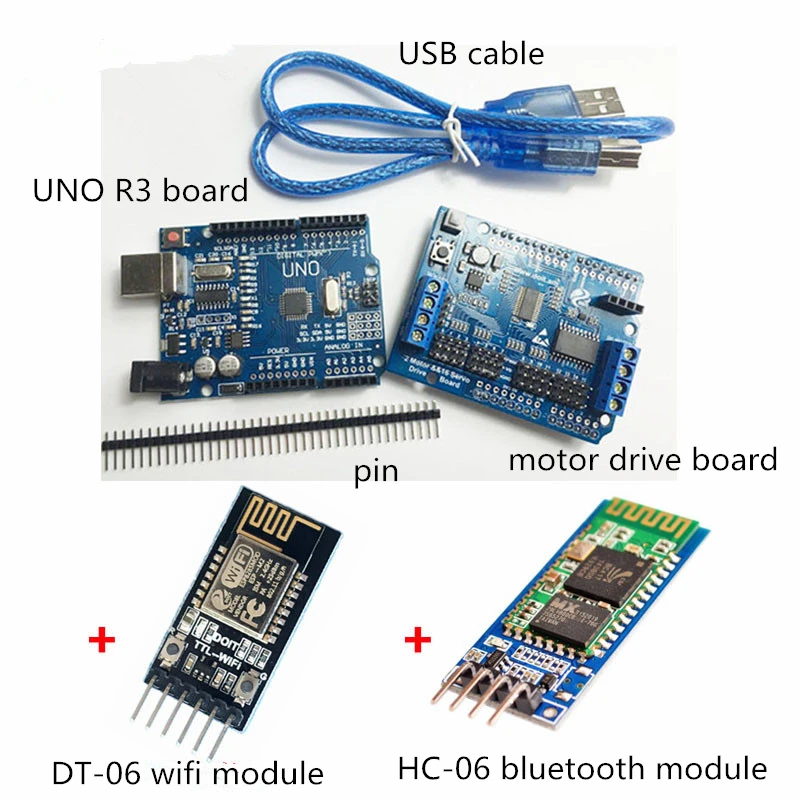 

Wireless Wifi / Bluetooth Control Kit 2-Way Motor & 16-Way Servo Control Board RC Robot Tank Car Chassis Part DIY For Arduino