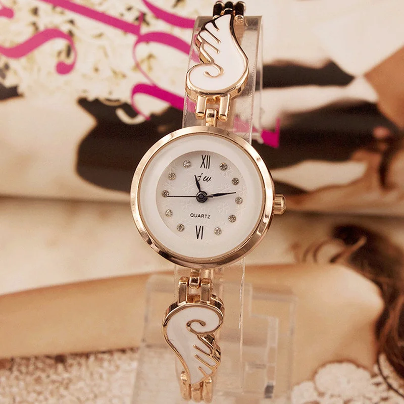 Хит розовое золото маленькие крылья женские часы-браслет ангела Джокер модные