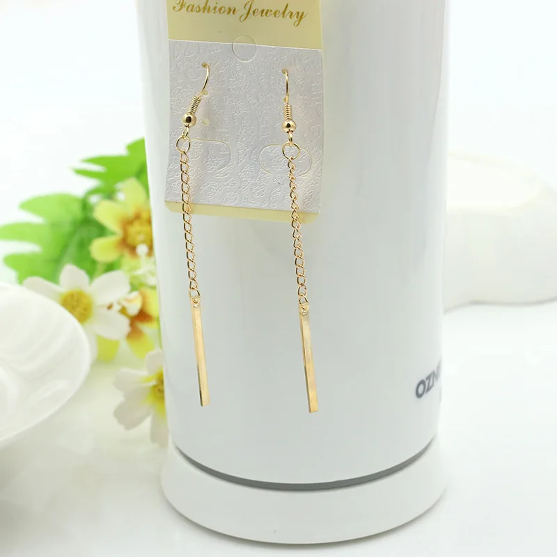 Женские длинные висячие серьги boucle d'oreille простые золотого/серебряного цвета