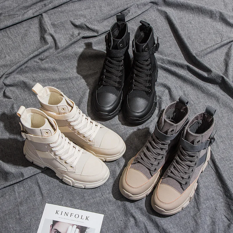 Женские ботильоны военные ботинки на платформе в британском стиле женская обувь