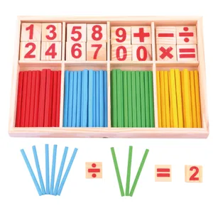 Для новорожденных Обучающие игрушки шпинделей деревянные Счетные палочки Монтессори Математика Материал подсчета игрушка детская куртка с воротником-хомутом для малышей, деревянная коробка подарка