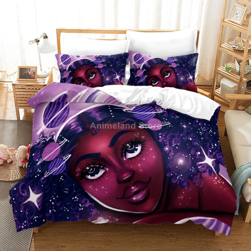 

Fashion Popular Affrica Girls 3D Print Comforter Bedding Set Girl Duvet Cover Sets Pillowcase Queen King Double Size Home Textle