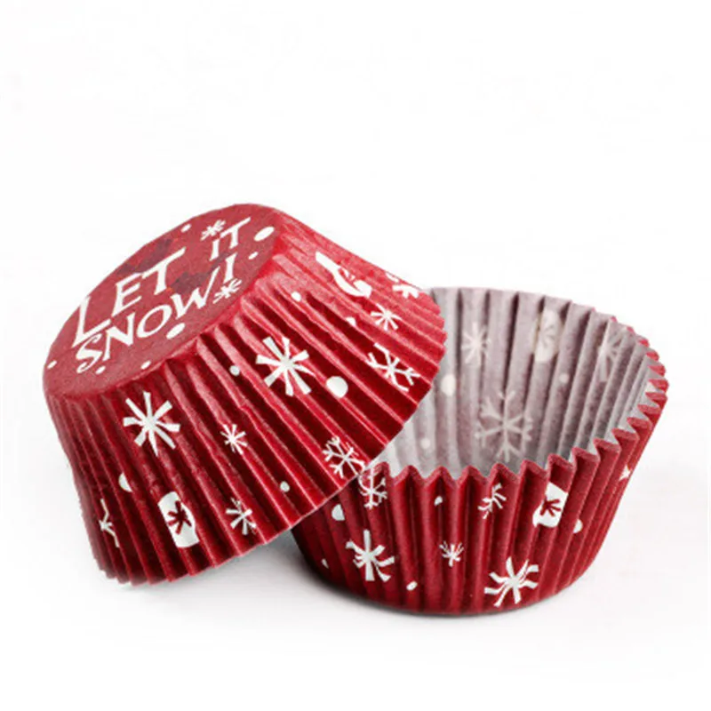 Рождественская бумажная чашка для маффинов капкейков маслостойкая подкладка