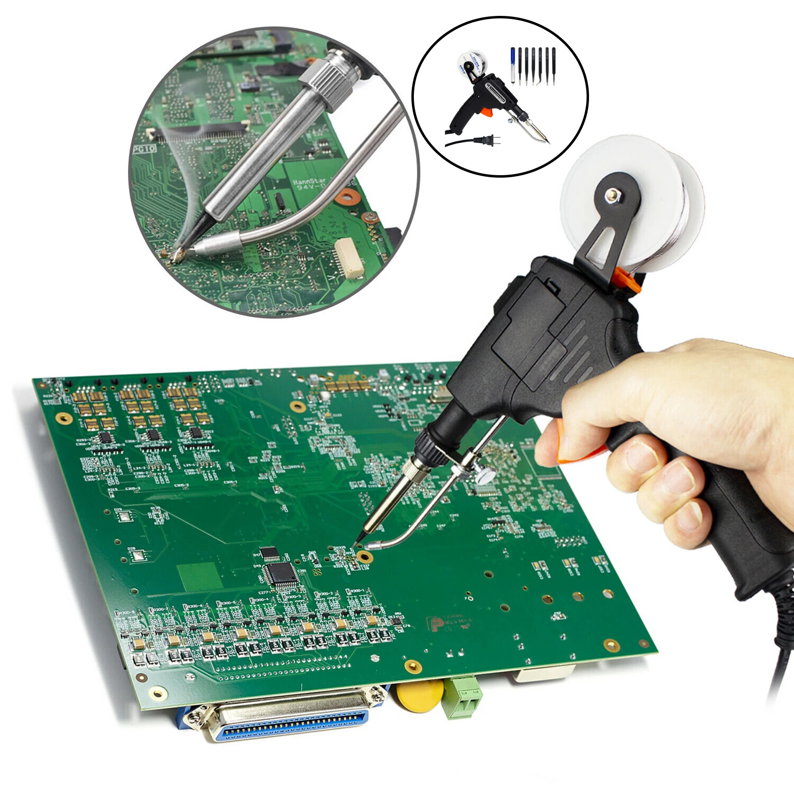 

9 в 1 набор ручной паяльника, пистолета с насосом для распайки, сварочный инструмент для печатной платы «сделай сам», Домашний Электронный ре...