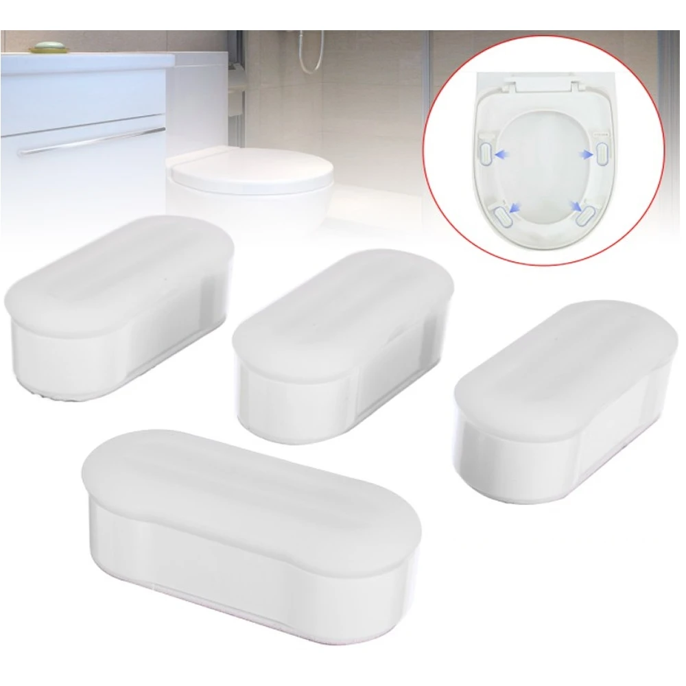 

4 Pieces Universal Toilet Seat Bumper Protection Pads Bathroom Accessories Replacement Bumpers With Strong Adhesive