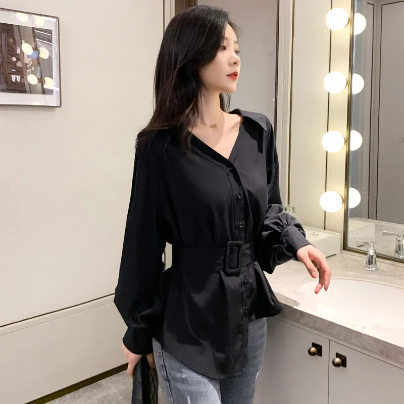 Блузка женская мода 2020 рубашка одежда корейский стиль средней длины Топ Осень