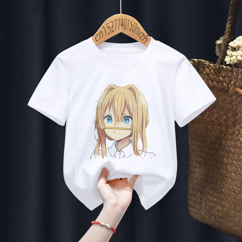 

Violet Evergarden Funny Boy Girl Short Sleeve T-shirt Kid Children Anime Gift Present Little Baby Harajuku Clothes Drop Shipping
